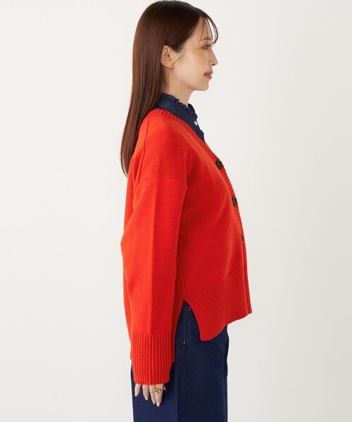 SHIPS Colors(シップス カラーズ)の「SHIPS Colors:〈手洗い可能〉フラッフィー Vネック カーディガン◇(カーディガン/ボレロ・レディース・オレンジ/オフホワイト/ブルー/ブラック・ONE SIZE)」の17枚目の写真