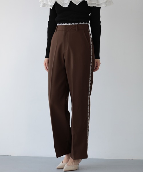 Fit more（フィットモア）の「レーストリムワイドパンツ（その他パンツ・レディース・ネイビー/ブラウン/ブラック・S/M/PS）」の4枚目の写真