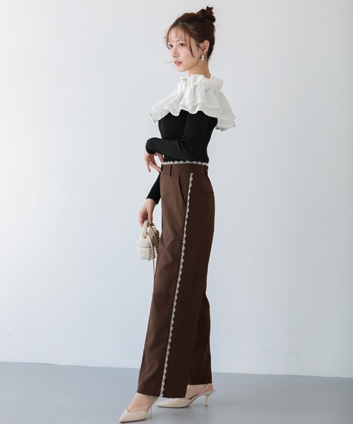 Fit more（フィットモア）の「レーストリムワイドパンツ（その他パンツ・レディース・ネイビー/ブラウン/ブラック・S/M/PS）」の7枚目の写真