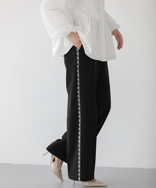Fit more（フィットモア）の「レーストリムワイドパンツ（その他パンツ・レディース・ネイビー/ブラウン/ブラック・S/M/PS）」の8枚目の写真
