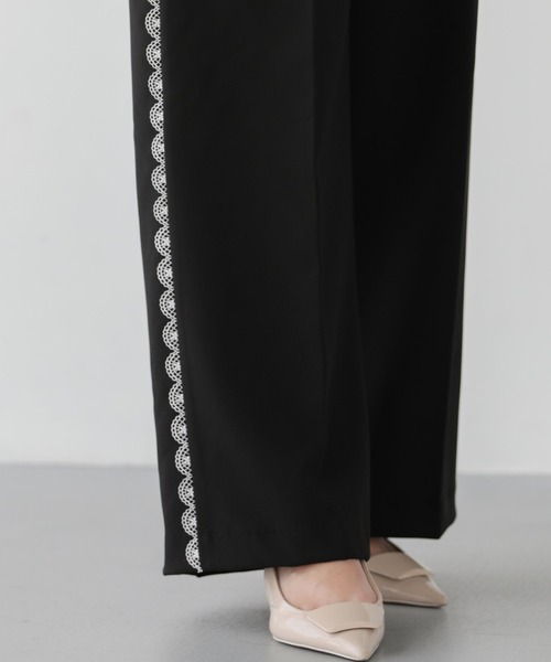 Fit more（フィットモア）の「レーストリムワイドパンツ（その他パンツ・レディース・ネイビー/ブラウン/ブラック・S/M/PS）」の11枚目の写真