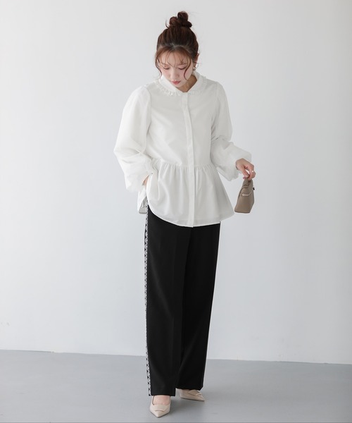 Fit more（フィットモア）の「レーストリムワイドパンツ（その他パンツ・レディース・ネイビー/ブラウン/ブラック・S/M/PS）」の12枚目の写真