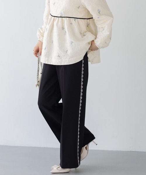 Fit more（フィットモア）の「レーストリムワイドパンツ（その他パンツ・レディース・ネイビー/ブラウン/ブラック・S/M/PS）」の13枚目の写真
