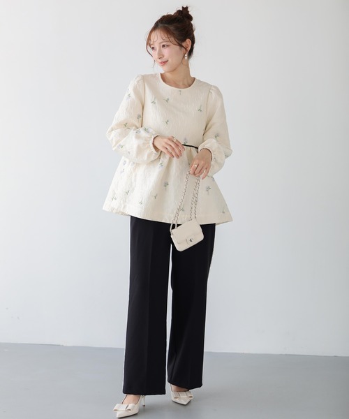 Fit more（フィットモア）の「レーストリムワイドパンツ（その他パンツ・レディース・ネイビー/ブラウン/ブラック・S/M/PS）」の14枚目の写真