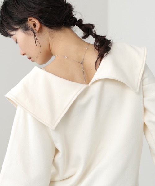 Bab(バブ)の「ビッグカラー2WAYスウェットトップス(スウェット・レディース・アイボリー/ブラック/ブラウン/グレー系その他4・FREE)」の3枚目の写真