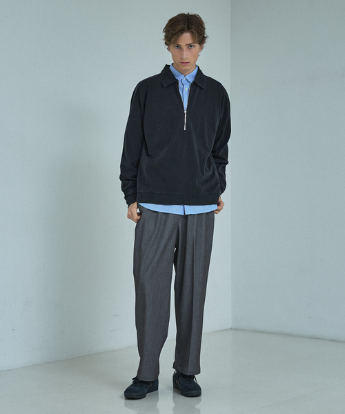 ABAHOUSE(アバハウス)の「【ウォッシュ加工】ロング ハーフジップ プルオーバー / ジップポロ(Tシャツ/カットソー・メンズ・ホワイト/ブラック/ボルドー・48/46)」の4枚目の写真