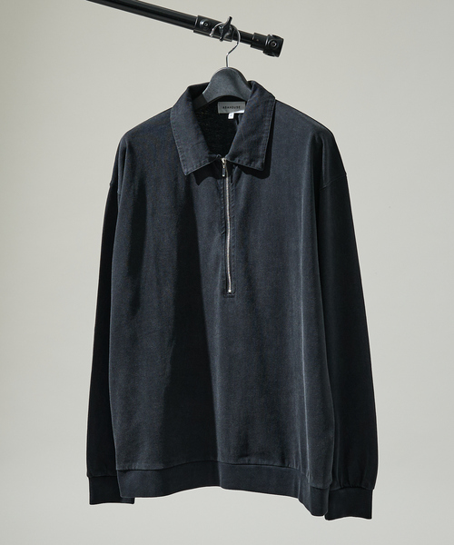 ABAHOUSE(アバハウス)の「【ウォッシュ加工】ロング ハーフジップ プルオーバー / ジップポロ(Tシャツ/カットソー・メンズ・ホワイト/ブラック/ボルドー・48/46)」の5枚目の写真