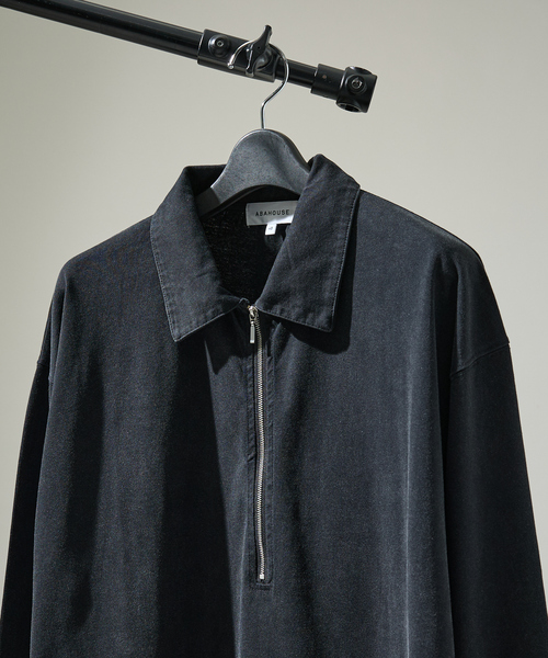 ABAHOUSE(アバハウス)の「【ウォッシュ加工】ロング ハーフジップ プルオーバー / ジップポロ(Tシャツ/カットソー・メンズ・ホワイト/ブラック/ボルドー・48/46)」の7枚目の写真