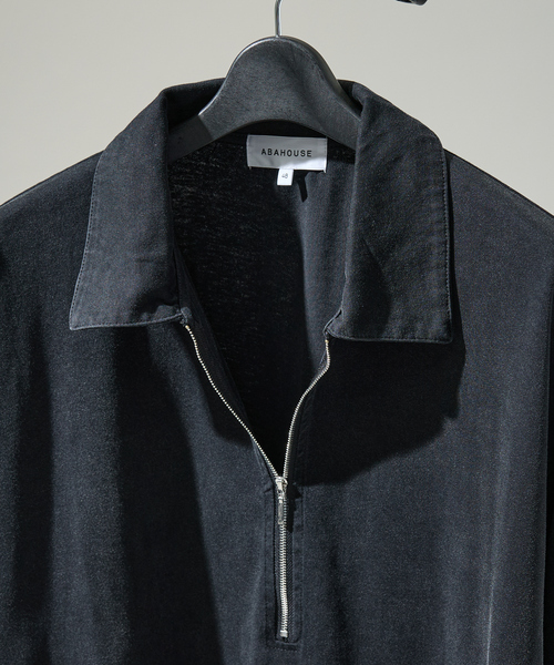 ABAHOUSE(アバハウス)の「【ウォッシュ加工】ロング ハーフジップ プルオーバー / ジップポロ(Tシャツ/カットソー・メンズ・ホワイト/ブラック/ボルドー・48/46)」の8枚目の写真