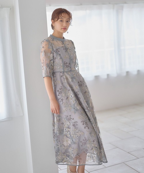 Andemiu（アンデミュウ）の「フラワーシシュウドレス601512（ドレス・レディース・ブラック/グリーン/ブルー・MEDIUM/LARGE）」の6枚目の写真