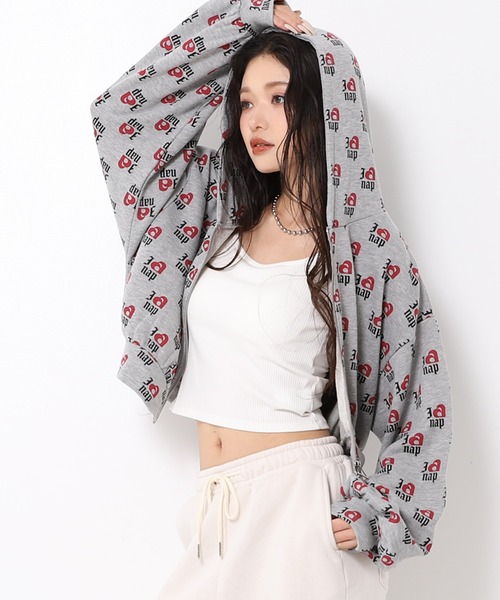 ANAP（アナップ）の「I LOVE anap 裏毛 ダブル ジップ スウェット パーカー（パーカー・レディース・ピンク/グレー/アイボリー・F）」の19枚目の写真