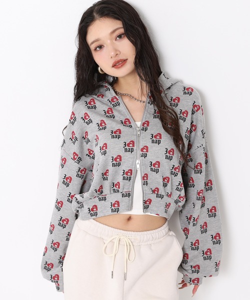 ANAP（アナップ）の「I LOVE anap 裏毛 ダブル ジップ スウェット パーカー（パーカー・レディース・ピンク/グレー/アイボリー・F）」の20枚目の写真