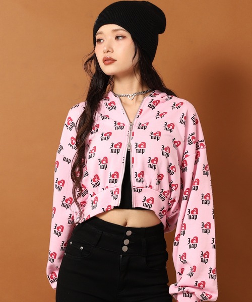 ANAP（アナップ）の「I LOVE anap 裏毛 ダブル ジップ スウェット パーカー（パーカー・レディース・ピンク/グレー/アイボリー・F）」の15枚目の写真