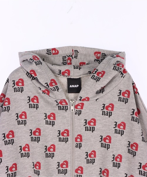 ANAP（アナップ）の「I LOVE anap 裏毛 ダブル ジップ スウェット パーカー（パーカー・レディース・ピンク/グレー/アイボリー・F）」の12枚目の写真