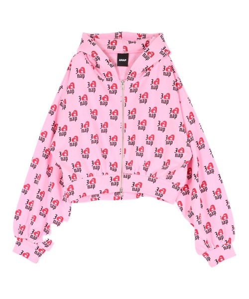 ANAP（アナップ）の「I LOVE anap 裏毛 ダブル ジップ スウェット パーカー（パーカー・レディース・ピンク/グレー/アイボリー・F）」の4枚目の写真
