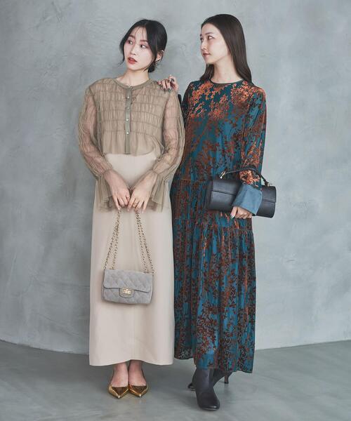 URBAN RESEARCH ROSSO WOMEN（アーバンリサーチ　ロッソ）の「フロッキープリントティアードワンピース（ワンピース・レディース・グリーン系その他/ブラック・FREE）」の17枚目の写真