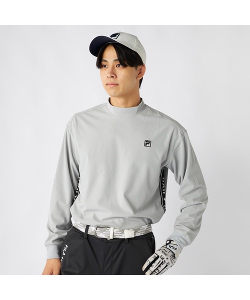 FILA GOLF(フィラゴルフ )の「FILA GOLF フィラゴルフ ゴルフウェア ワンポイント ロゴ バックプリント 吸水速乾 UVカット 長袖 モックネックシャツ(シャツ/ブラウス・メンズ・ホワイト/ブラック/グレー・M/LL/3L/L)」の3枚目の写真