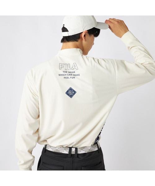 FILA GOLF(フィラゴルフ )の「FILA GOLF フィラゴルフ ゴルフウェア ワンポイント ロゴ バックプリント 吸水速乾 UVカット 長袖 モックネックシャツ(シャツ/ブラウス・メンズ・ホワイト/ブラック/グレー・M/LL/3L/L)」の11枚目の写真
