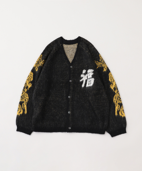 THRIFTY LOOK(スリフティールック)の「THRIFTY LOOK / スリフティ ルック Raglan Sleeve Logo Cardigan(カーディガン/ボレロ・メンズ・ブラック/ブラック系その他・MEDIUM/LARGE)」の1枚目の写真