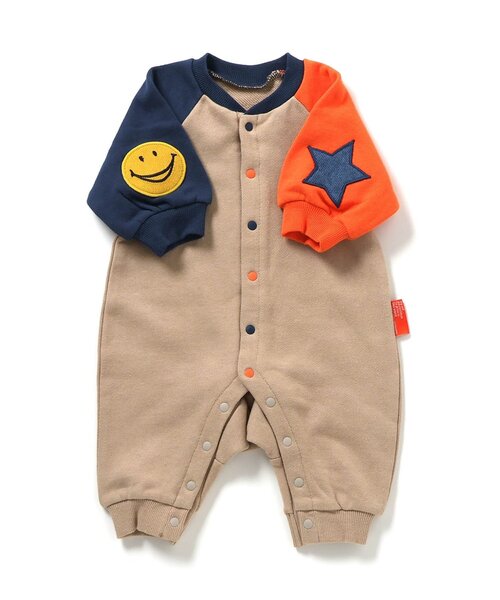 BREEZE（ブリーズ）の「【リンク】イロイロパッチカバーオール（ロンパース・キッズ・チャコール/レインボー/オフホワイト・60/70/80）」の4枚目の写真