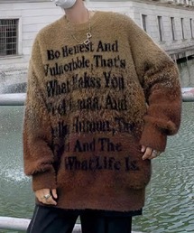 VIBGYOR | グラデーションニット ロゴニットプルオーバー / ユニセックス 韓国ストリート (CZ)(ニット/セーター)