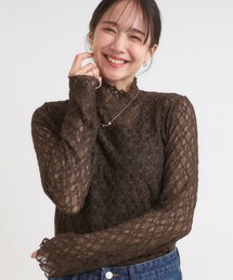 Cutie Blonde | 【S-LL】上品なレースハイネックトップス(Tシャツ/カットソー)