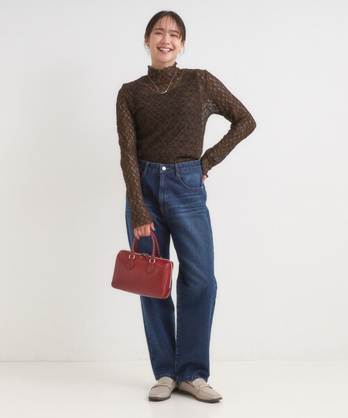 セール】【S-LL】上品なレースハイネックトップス（Tシャツ/カットソー