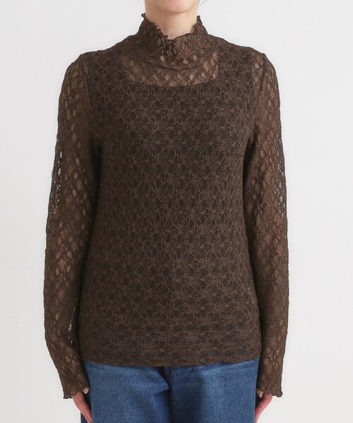 Cutie Blonde（キューティーブロンド）の「【S-LL】上品なレースハイネックトップス（Tシャツ/カットソー・レディース・ブラック/ブラウン系その他/ホワイト・01/02/03/04）」の14枚目の写真