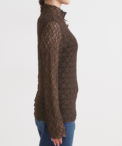 Cutie Blonde（キューティーブロンド）の「【S-LL】上品なレースハイネックトップス（Tシャツ/カットソー・レディース・ブラック/ブラウン系その他/ホワイト・01/02/03/04）」の15枚目の写真