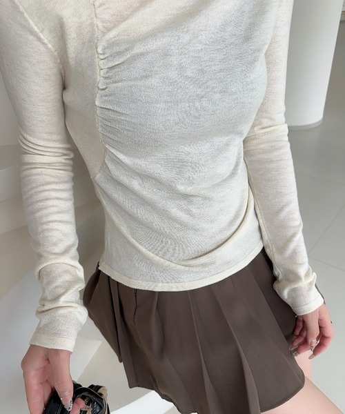 Jasmine Grandiflorum(ジャスミングランディフローラム)の「【Jasmine】アシンメトリーニットプルオーバー(ニット/セーター・レディース・アイボリー/ブラック/ブルー/ピンク・FREE)」の12枚目の写真
