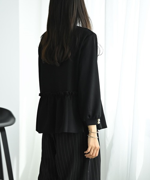 STYLE DELI(スタイルデリ)の「【BLK001】ペプラムジップブルゾン(ブルゾン・レディース・ブラック/グレー・FREE)」の12枚目の写真
