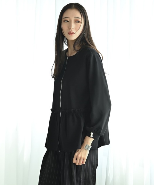 STYLE DELI(スタイルデリ)の「【BLK001】ペプラムジップブルゾン(ブルゾン・レディース・ブラック/グレー・FREE)」の13枚目の写真