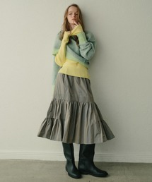 LE CIEL BLEU（ルシェルブルー）の「タフタギャザードミディスカート / Taffeta Gathered Midi Skirt（スカート）」