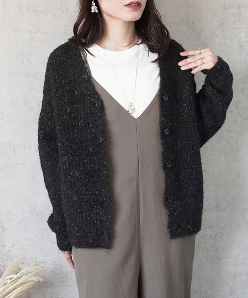 SELECT LEVERY(セレクトリベリー)の「ウール混メランジカーディガン(カーディガン/ボレロ・レディース・ブラック/アイボリー/チャコールグレー/ピンク/グリーン/ブラウン・MEDIUM/LARGE)」の3枚目の写真