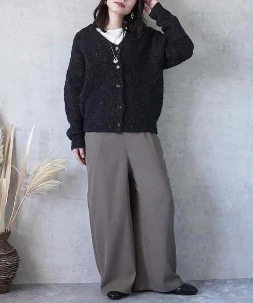 SELECT LEVERY(セレクトリベリー)の「ウール混メランジカーディガン(カーディガン/ボレロ・レディース・ブラック/アイボリー/チャコールグレー/ピンク/グリーン/ブラウン・MEDIUM/LARGE)」の22枚目の写真