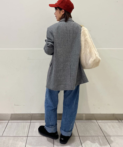 SLOBE IENA（スローブイエナ）の「チェックBIGジャケット（テーラードジャケット・レディース・グレー/ブラウン・FREE）」の5枚目の写真