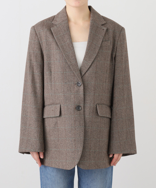 SLOBE IENA（スローブイエナ）の「チェックBIGジャケット（テーラードジャケット・レディース・グレー/ブラウン・FREE）」の7枚目の写真