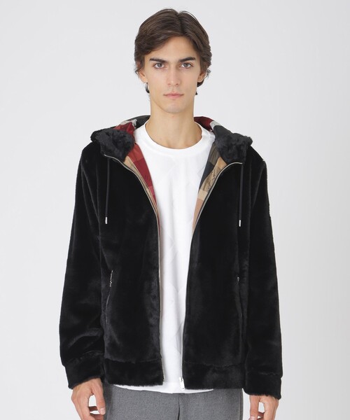 BLACK LABEL CRESTBRIDGE(ブラックレーベル・クレストブリッジ)の「【10th ANNIVERSARY】プレミアムシャギーパーカー(パーカー・メンズ・ベージュ系その他3/ブラック・L/M/XL/S)」の1枚目の写真