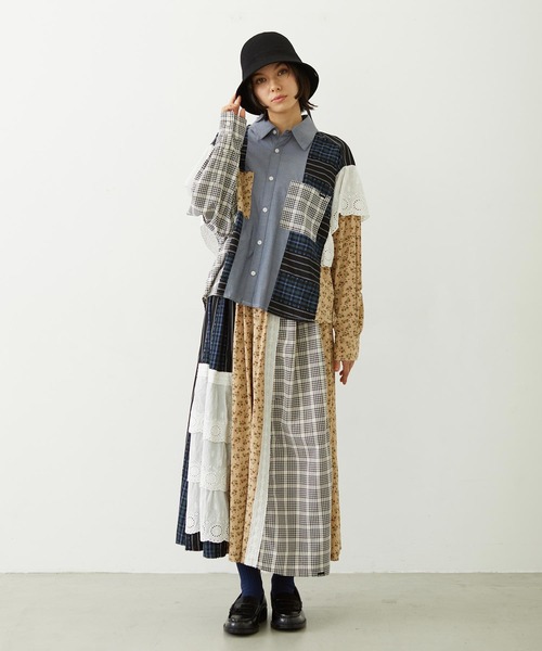 MILKFED.（ミルクフェド）の「PATCHED LONG SKIRT（スカート・レディース・オフホワイト/ライトパープル/ベージュ・ONE SIZE）」の12枚目の写真