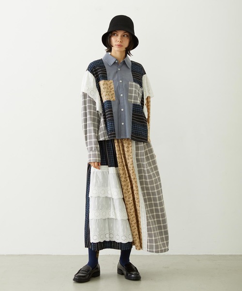 MILKFED.（ミルクフェド）の「PATCHED LONG SKIRT（スカート・レディース・オフホワイト/ライトパープル/ベージュ・ONE SIZE）」の13枚目の写真