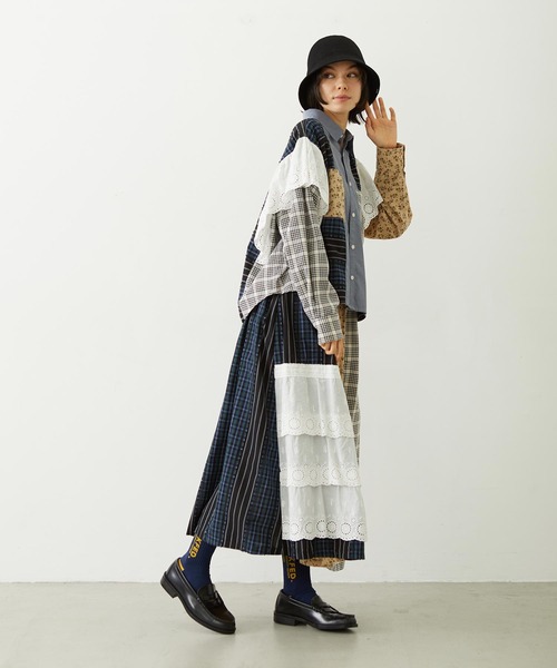 MILKFED.（ミルクフェド）の「PATCHED LONG SKIRT（スカート・レディース・オフホワイト/ライトパープル/ベージュ・ONE SIZE）」の16枚目の写真