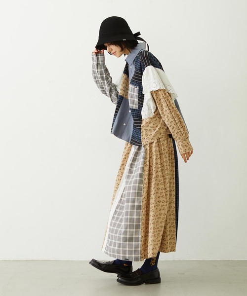 MILKFED.（ミルクフェド）の「PATCHED LONG SKIRT（スカート・レディース・オフホワイト/ライトパープル/ベージュ・ONE SIZE）」の19枚目の写真