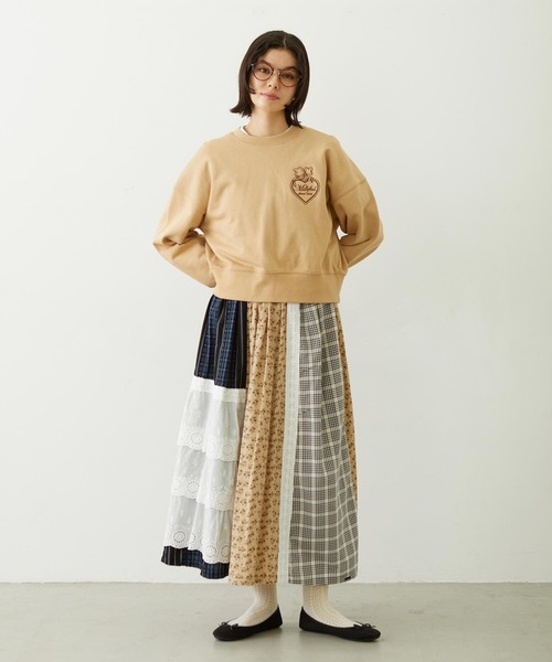 MILKFED.（ミルクフェド）の「PATCHED LONG SKIRT（スカート・レディース・オフホワイト/ライトパープル/ベージュ・ONE SIZE）」の10枚目の写真