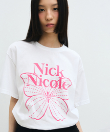 NICK&NICOLE（ニックアンドニコール）の「BIG BUTTERFLY SLEEVE TOP_WHITE PINK（Tシャツ/カットソー）」