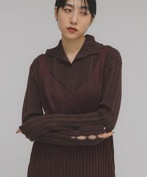 KBF | ボタンアップランダムRIBニット(ニット/セーター)