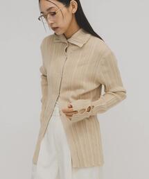 KBF | ボタンアップランダムRIBニット(ニット/セーター)