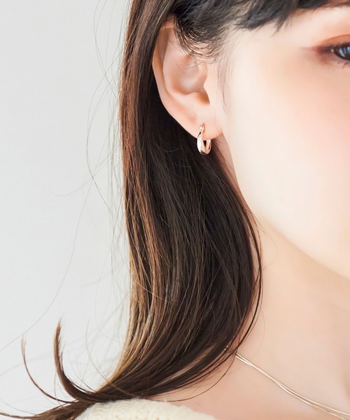 mi 片耳ピアス SV925】ソフトミニフープピアス（片耳）（ピアス（片耳用））｜Phoebe