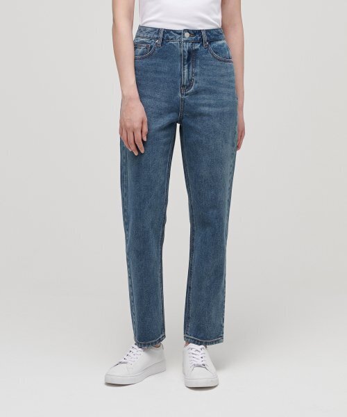 MUSINSA STANDARD WOMAN（ムシンサスタンダードウーマン）の「レディースママフィットデニムパンツ【ミディアムインディゴ】（デニムパンツ・レディース・その他・24/25/26）」の2枚目の写真