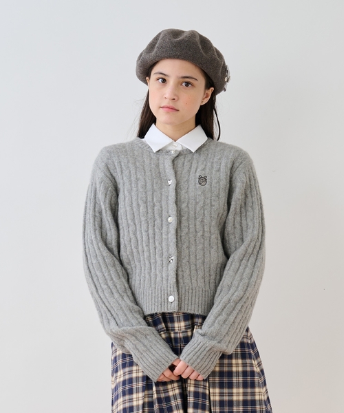 多釦カーデ＋シャツセット（アンサンブル）｜pom ponette junior