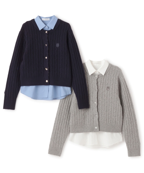 ポンポネット　セット売り セール】多釦カーデ＋シャツセット（アンサンブル）｜pom ponette